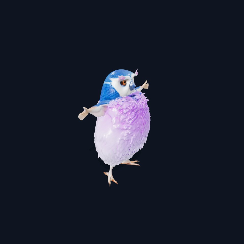 Purple Fluffy Owl model pack